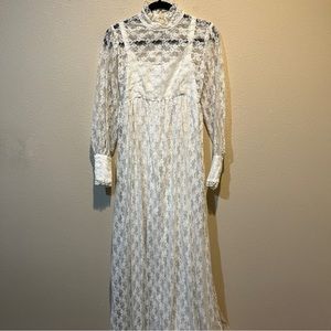 Vintage/Handmade 70s Wedding Dress Empire Waist Victorian GunneSax-Inspired Gown